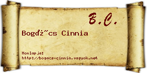 Bogács Cinnia névjegykártya